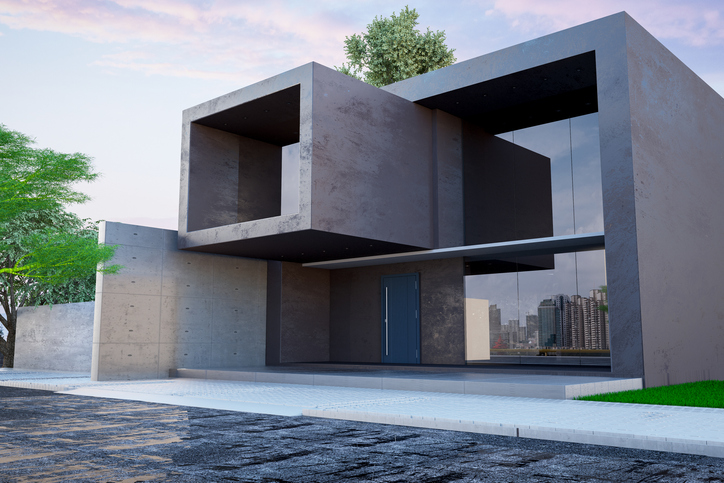 beton architektoniczny na fasadzie budynku